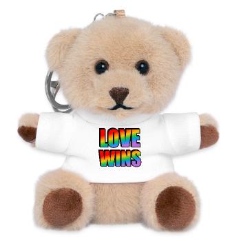 Love Wins Rainbow Typografie - Teddy Schlüsselanhänger - Weiß - Vorne