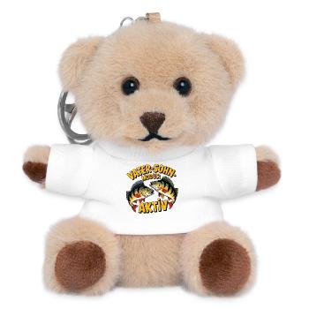 Papa und Sohn angeln zusammen - Teddy Schlüsselanhänger - Weiß - Vorne