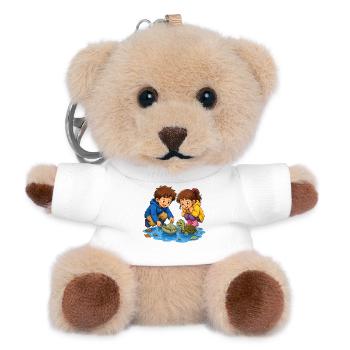 Kinder Schildkröte Blattboot in Pfütze Süß Motiv - Teddy Schlüsselanhänger - Weiß - Vorne