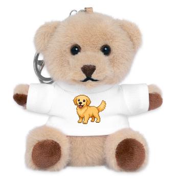 Cute Golden Retriever – Retro Pixel Art Dog - Teddy Keyring - white - Front