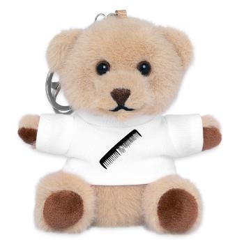 Friseur Kamm Friseursalon Geschenk  - Teddy Schlüsselanhänger - Weiß - Vorne