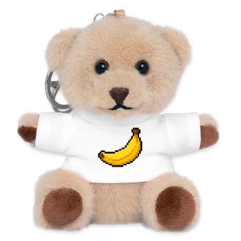 Pixel Banane Retro Motiv - Teddy Schlüsselanhänger - Weiß - Vorne
