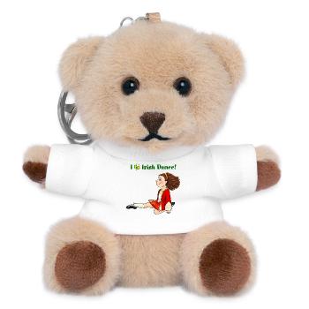 Irisches Tanzmädchen im roten Kleid - Teddy Schlüsselanhänger - Weiß - Vorne