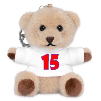 15. 15 JAHRE. 15-JÄHRIGES JUBILÄUM. 15-JÄHRIGES JUBILÄUM. - Teddy Schlüsselanhänger - Weiß - Vorne