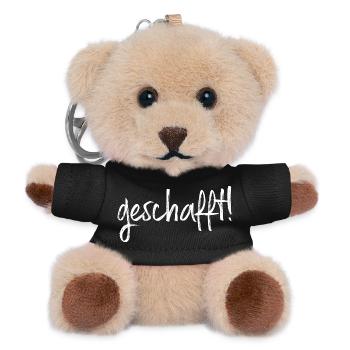 geschafft! Ziel erreicht Geschenkidee Prüfung - Teddy Schlüsselanhänger - Schwarz - Vorne