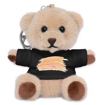 Peach Watercolor Stripes - Teddy Keyring - black - Front