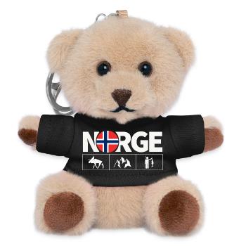 Norge Norwegen Flagge Elch Angeln Fjord - Teddy Schlüsselanhänger - Schwarz - Vorne