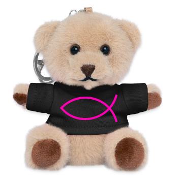 Jesus fish pink ichthys fish fish fish - Teddy Keyring - black - Front