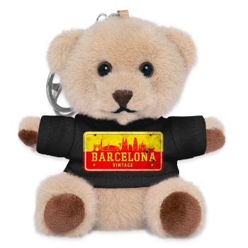 Enseigne vintage Barcelone Espagne - Porte-clés ourson - noir - Devant