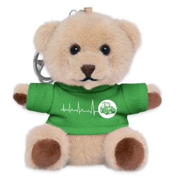 Herzschlag mit Kreis Traktor weiss - Teddy Schlüsselanhänger - Grün - Vorne
