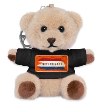 Niederlande Vintage Flaggen Schild - Teddy Schlüsselanhänger - Schwarz - Vorne
