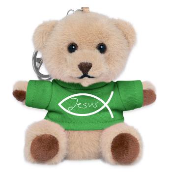 Jesus fish white Ichthys fish fish - Teddy Keyring - green - Front