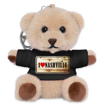 Ich liebe Nashville Vintage Schild - Teddy Schlüsselanhänger - Schwarz - Vorne