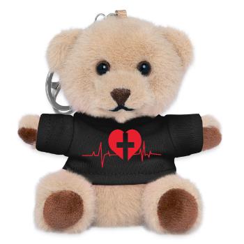 Crossed Heartbeat Design - Teddy Keyring - black - Front