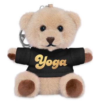 Yoga Gold Schnoerkel Meditation Fan Yogi Hobby - Teddy Schlüsselanhänger - Schwarz - Vorne