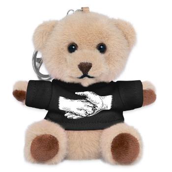Dog and Master - Hand and Paw Silhouette - Teddy Keyring - black - Front