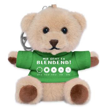 Mir geht es blendend - Teddy Schlüsselanhänger - Grün - Vorne
