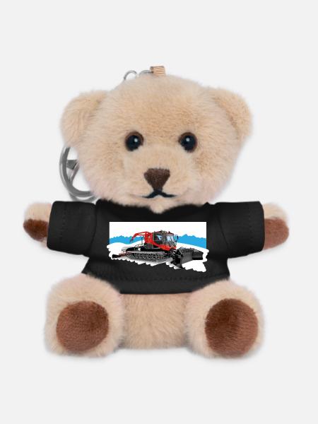 Pistenraupe bei der Arbeit im Schnee - Teddy Schlüsselanhänger - Schwarz