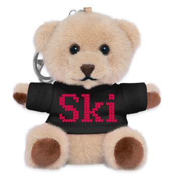 Ski Knitwear Winter Ski Holiday Pattern Alps Snow - Teddy Keyring - black - Front