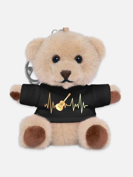 Guitare Électrique et Cadence Cardiaque - Porte-clés ourson - noir
