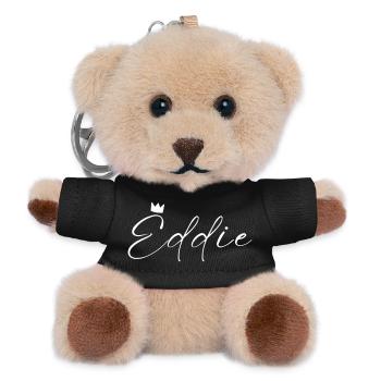 Eddie Name König T-Shirt Geschenk Männer - Teddy Schlüsselanhänger - Schwarz - Vorne