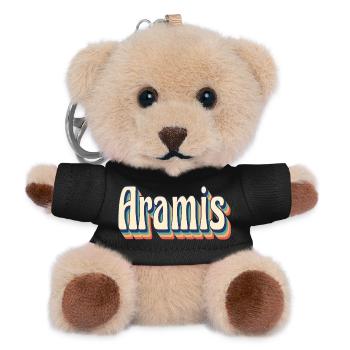 Vintage Retro Aramis T-Shirt T-Shirt Gift Idea - Teddy Keyring - black - Front