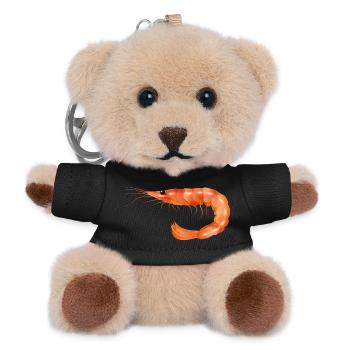 rosarote Garnele oder Shrimp von Hand gezeichnet - Teddy Schlüsselanhänger - Schwarz - Vorne