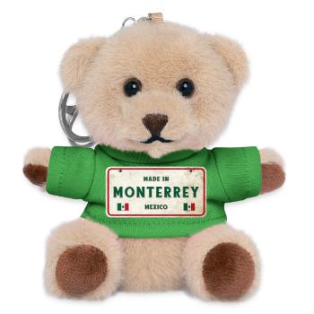 Monterrey Mexiko Vintage Schild Design - Teddy Schlüsselanhänger - Grün - Vorne
