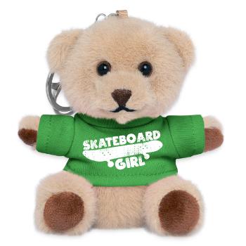Skateboard Mädchen - Teddy Schlüsselanhänger - Grün - Vorne