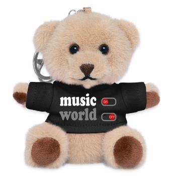 Échappez au Monde avec Style ''Music On, World Off - Porte-clés ourson - noir - Devant