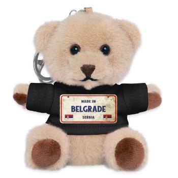 Belgrad Serbien Vintage Schild - Teddy Schlüsselanhänger - Schwarz - Vorne