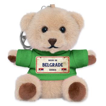 Belgrad Serbien Vintage Schild - Teddy Schlüsselanhänger - Grün - Vorne