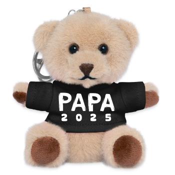 papa 2025 - Vaterschaft und Geburt - Teddy Schlüsselanhänger - Schwarz - Vorne