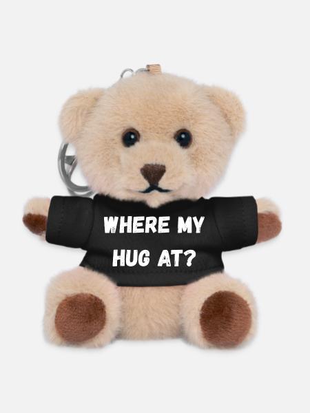 Where My Hug At - Teddy Keyring - black