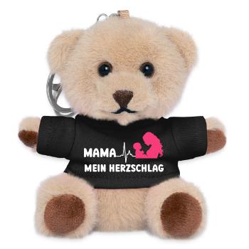 MOMMY MY HEARTBEAT Expectant Mother Funny - Teddy Keyring - black - Front