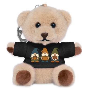 Drei Gartenzwerg-Wichtel Motiv für den Herbst - Teddy Schlüsselanhänger - Schwarz - Vorne