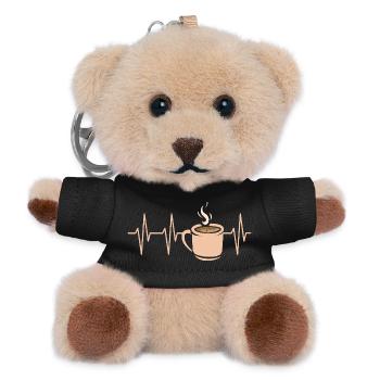 Kaffee Puls Herzschlag Tasse Design - Teddy Schlüsselanhänger - Schwarz - Vorne