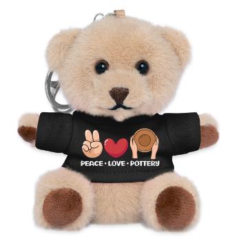 Peace Love Pottery Art Joy - Teddy Keyring - black - Front