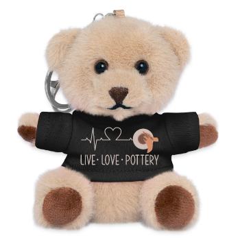Live Love Pottery Heartbeat Art - Teddy Keyring - black - Front