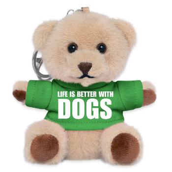 La vie est meilleure avec les chiens Idée cadeau - Porte-clés ourson - vert - Devant