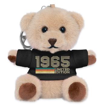 1965 Vintage Retro Birthday Gift - Teddy Keyring - black - Front