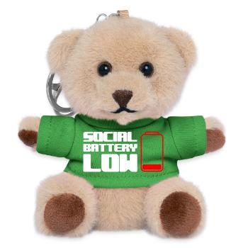 Batterie social faible geek - Porte-clés ourson - vert - Devant