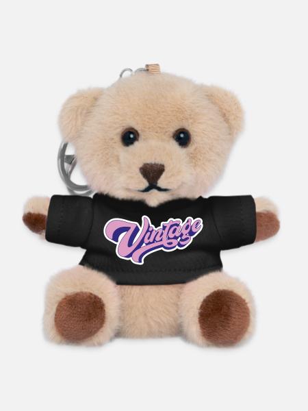 Vintage Rose - Teddy Keyring - black