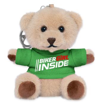 Biker Girl inside lettering (colors can be changed) - Teddy Keyring - green - Front