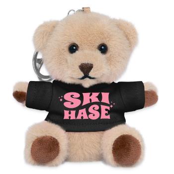 Ski Hase – Cute Winter Ski Design - Teddy Schlüsselanhänger - Schwarz - Vorne