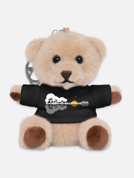 Gitarre Natur Wald Bäume Spiegelung Musik Geschenk - Teddy Schlüsselanhänger - Schwarz