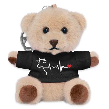 Kuh Herzschlag Linien-Design - Teddy Schlüsselanhänger - Schwarz - Vorne