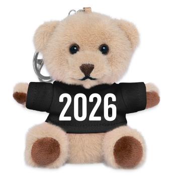 2026 Jahreszahl Ziffer - Teddy Schlüsselanhänger - Schwarz - Vorne