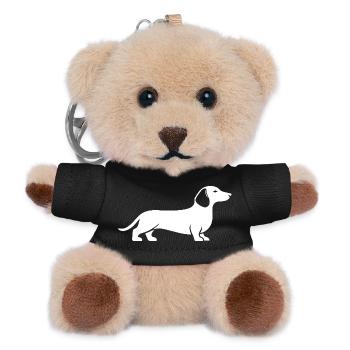 Dackel Silhouette – minimalistisches Hunde Design - Teddy Schlüsselanhänger - Schwarz - Vorne