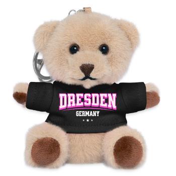 Dresden Retro Emblem Pink - Teddy Schlüsselanhänger - Schwarz - Vorne